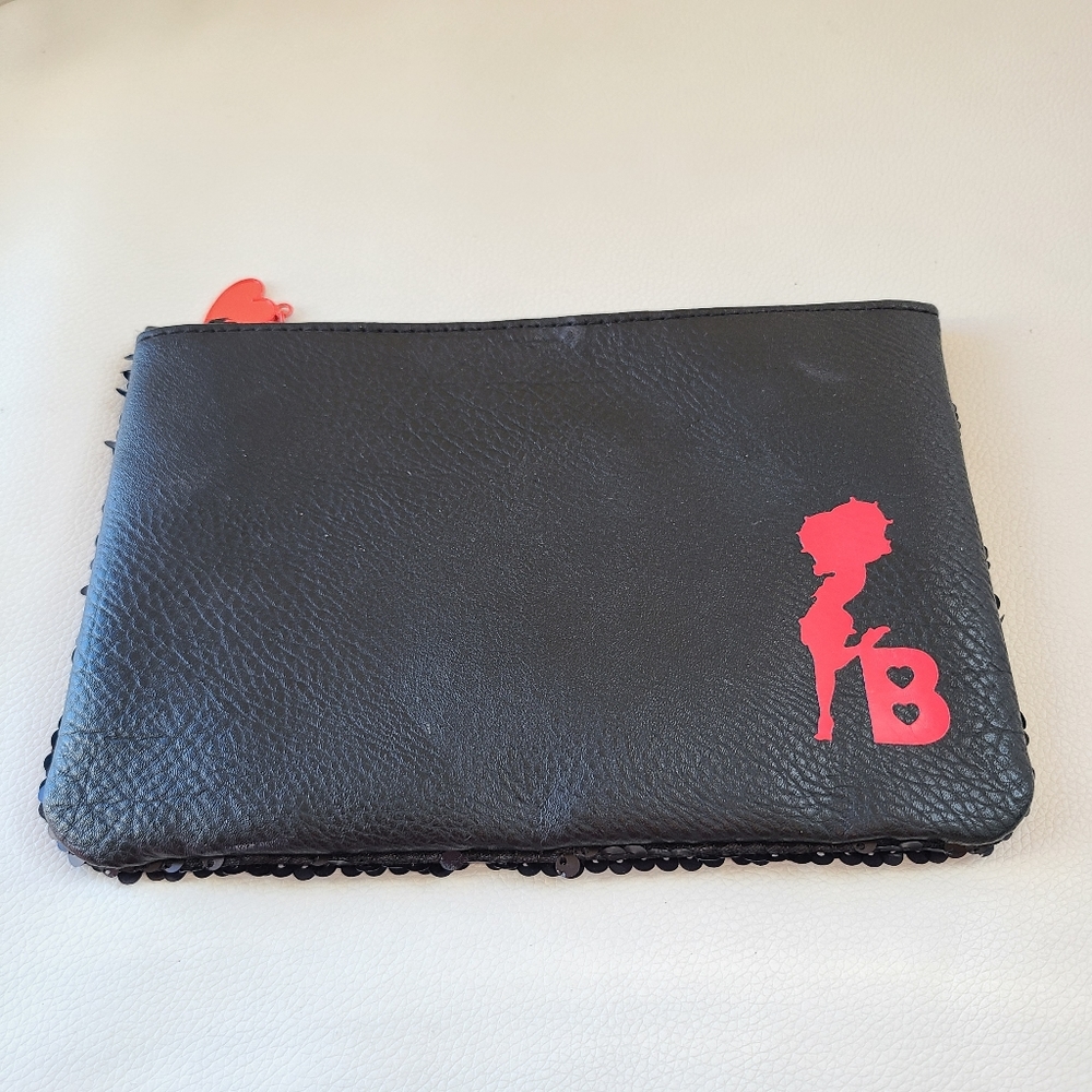 Betty Boop Ipsy black sequin makeup bag